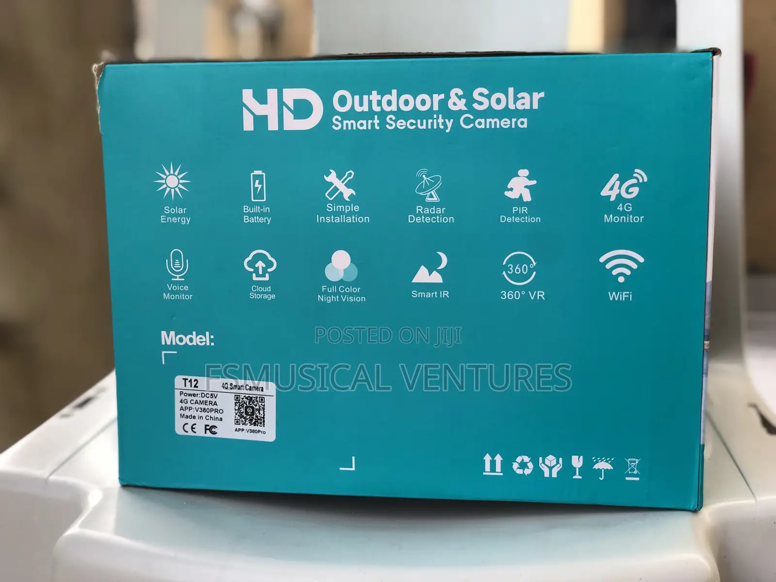 4g V380 Pro 3 Motorized Lens PTZ Solar Camera With 128gb Storage