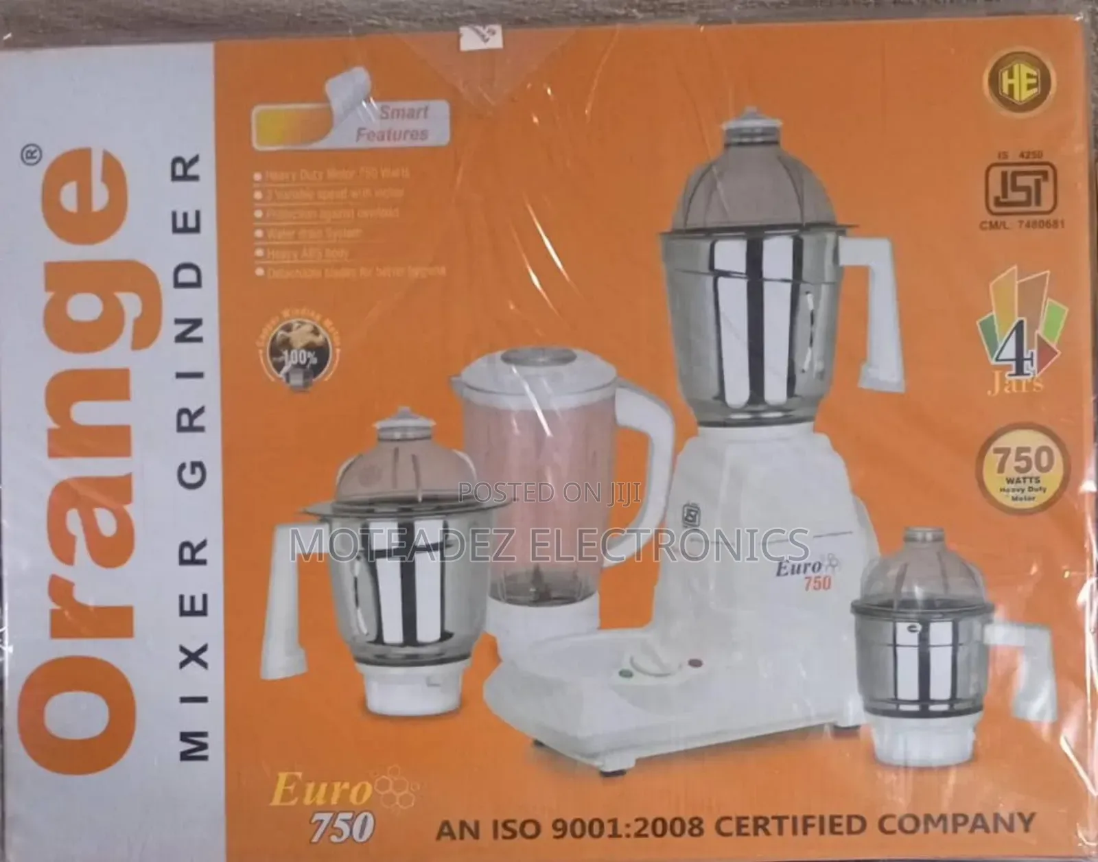 Orange 750w 4jar Heavy Duty Commercial Mixer, Grinder/Juice Extractor