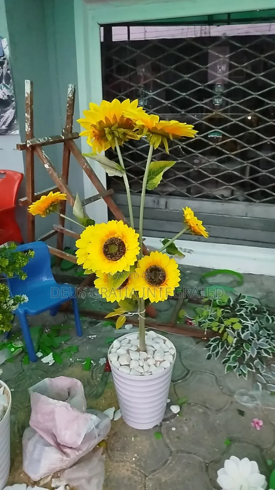 Sun Flower And Flower Vase