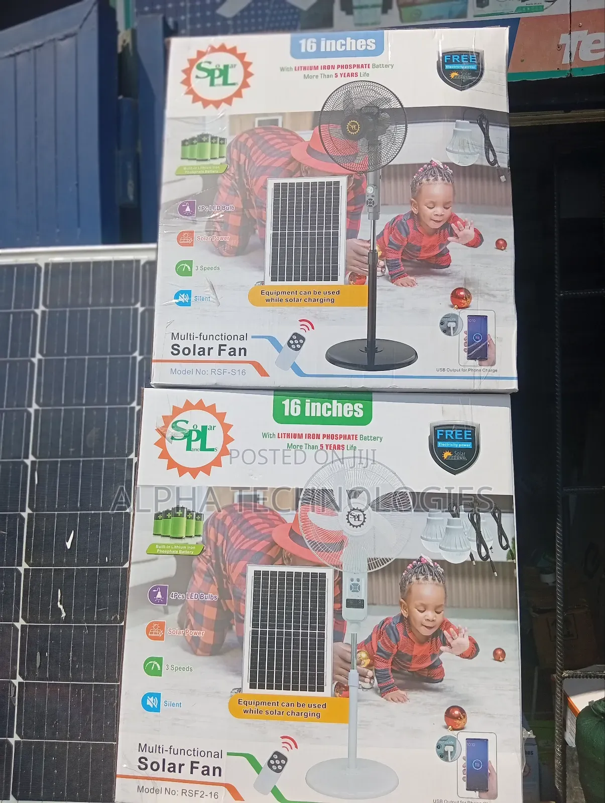 Rechargeable 16inches Solar Fan With Panel and Remote