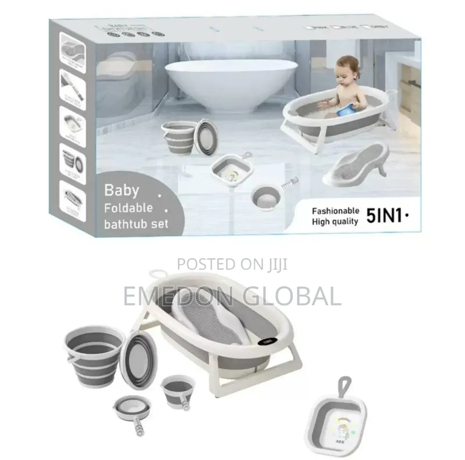 5in1 Baby Folding Bathtub Set