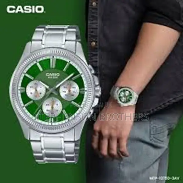 Casio Mtp‐1375d‐3avdf Men’S Enticer Green Dial Stainless Steal Watch