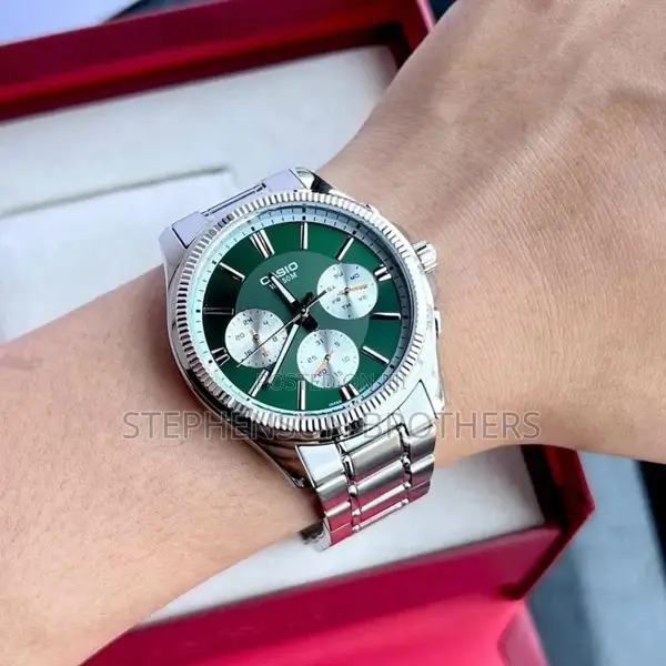 Casio Mtp‐1375d‐3avdf Men’S Enticer Green Dial Stainless Steal Watch