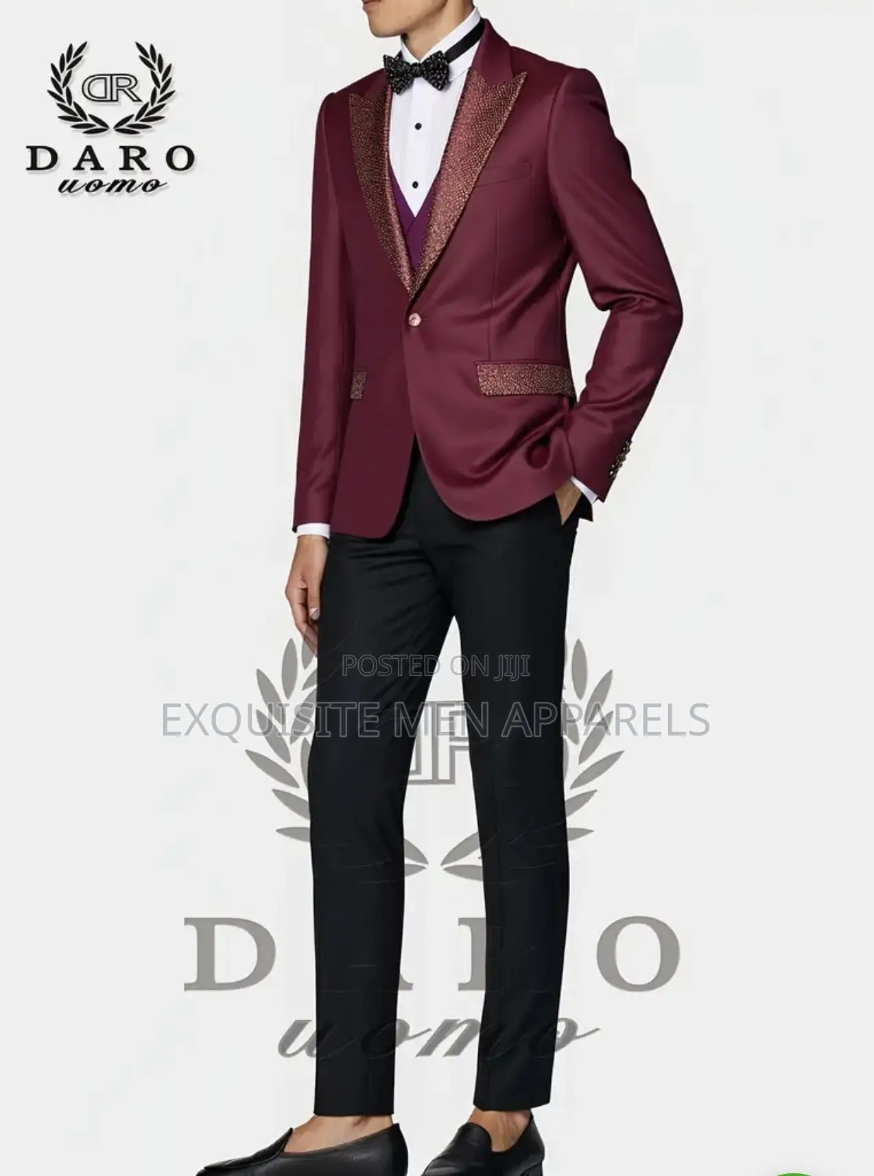 Classic Red Wine Daro Stone Tuxedo Men’S Suit