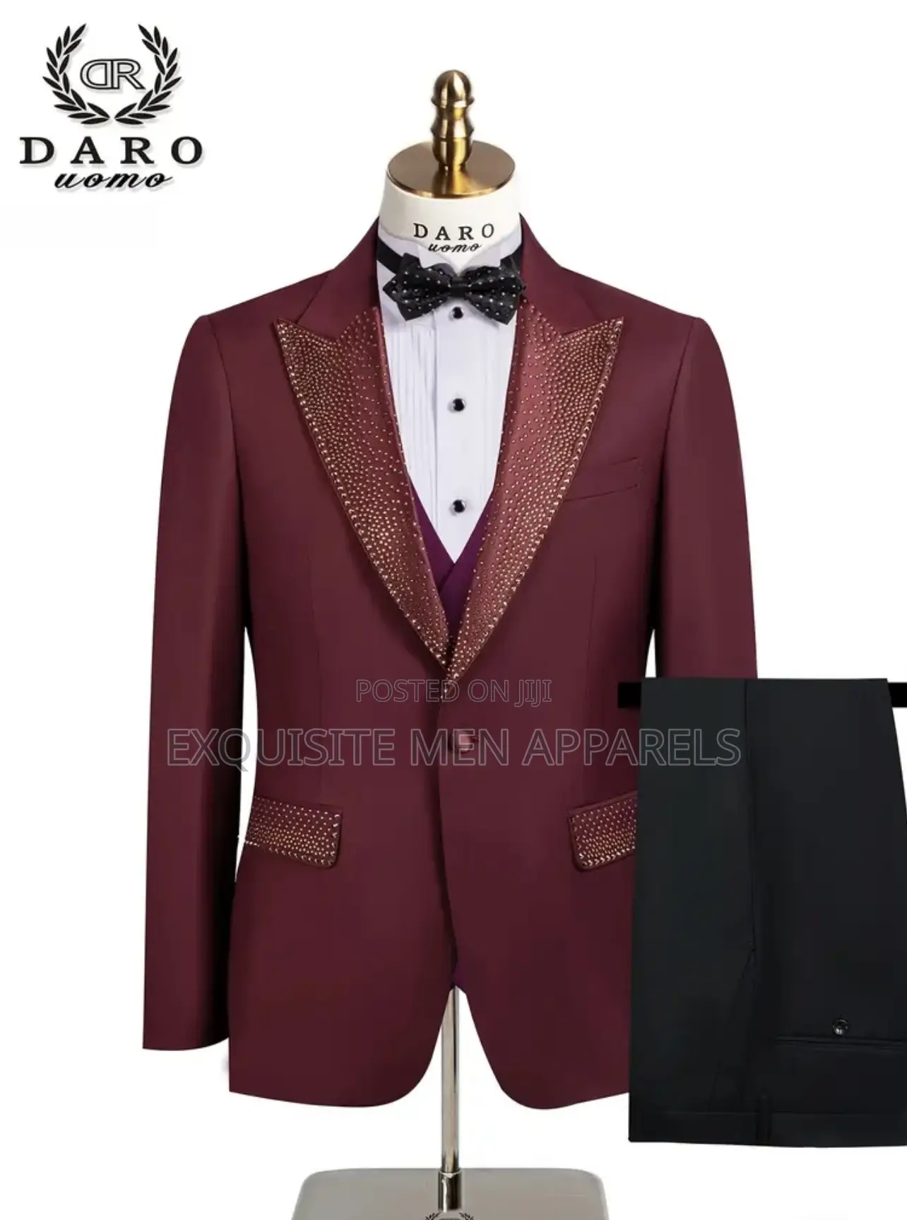 Classic Red Wine Daro Stone Tuxedo Men’S Suit
