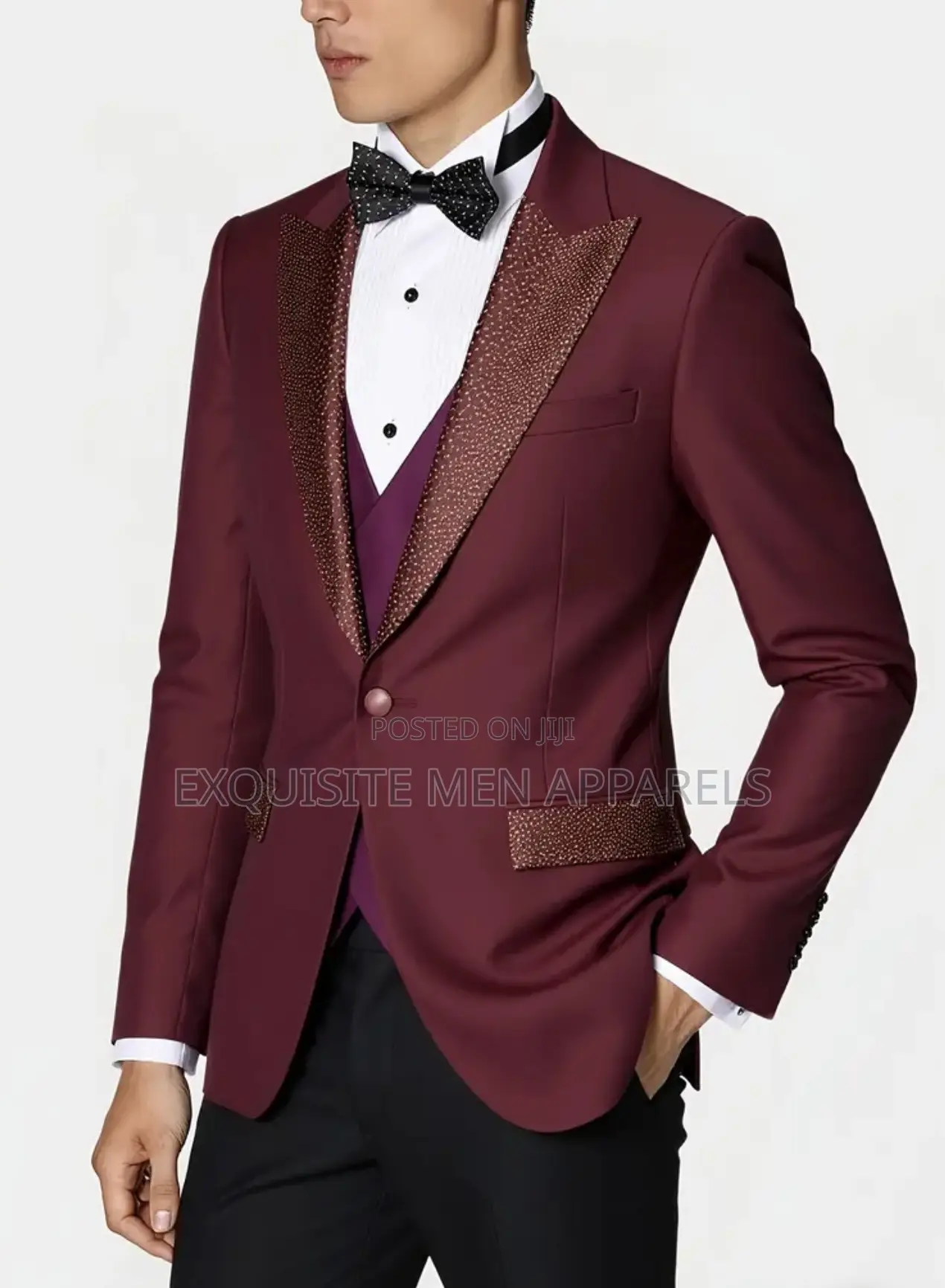 Classic Red Wine Daro Stone Tuxedo Men’S Suit