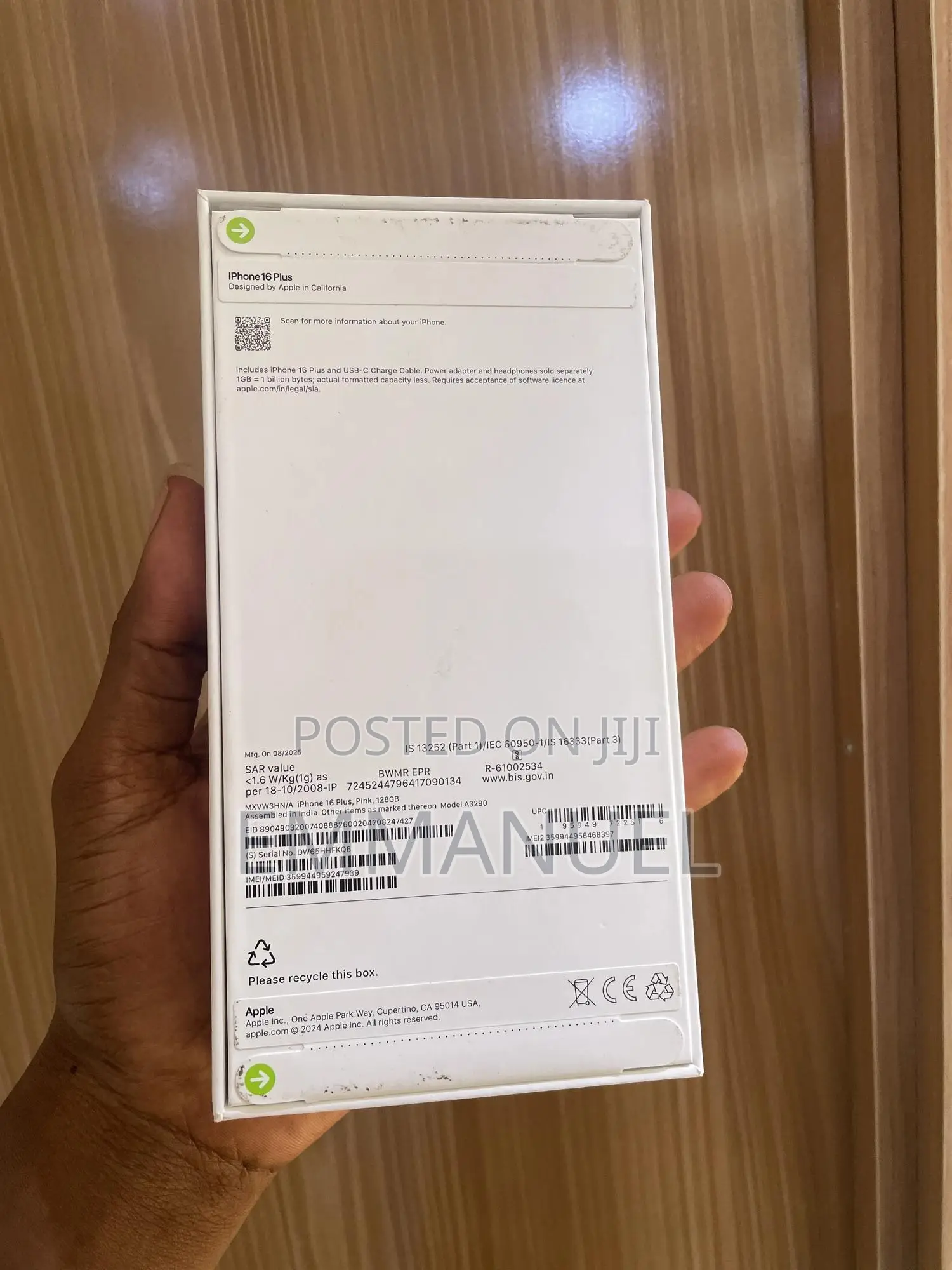 New Apple iPhone 16 Plus 128 GB Pink