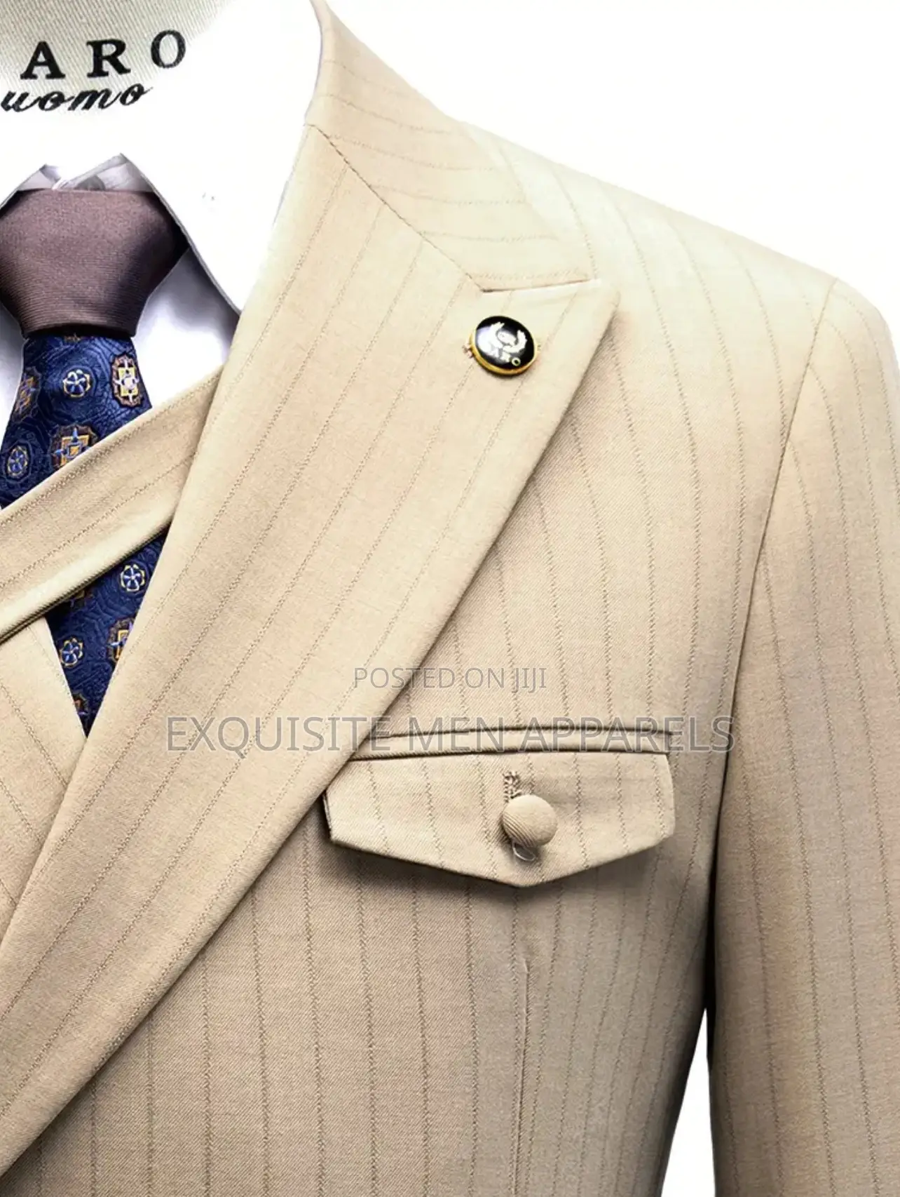 Quality Turkish Designer Double Breasted Stripe Men’S Suit
