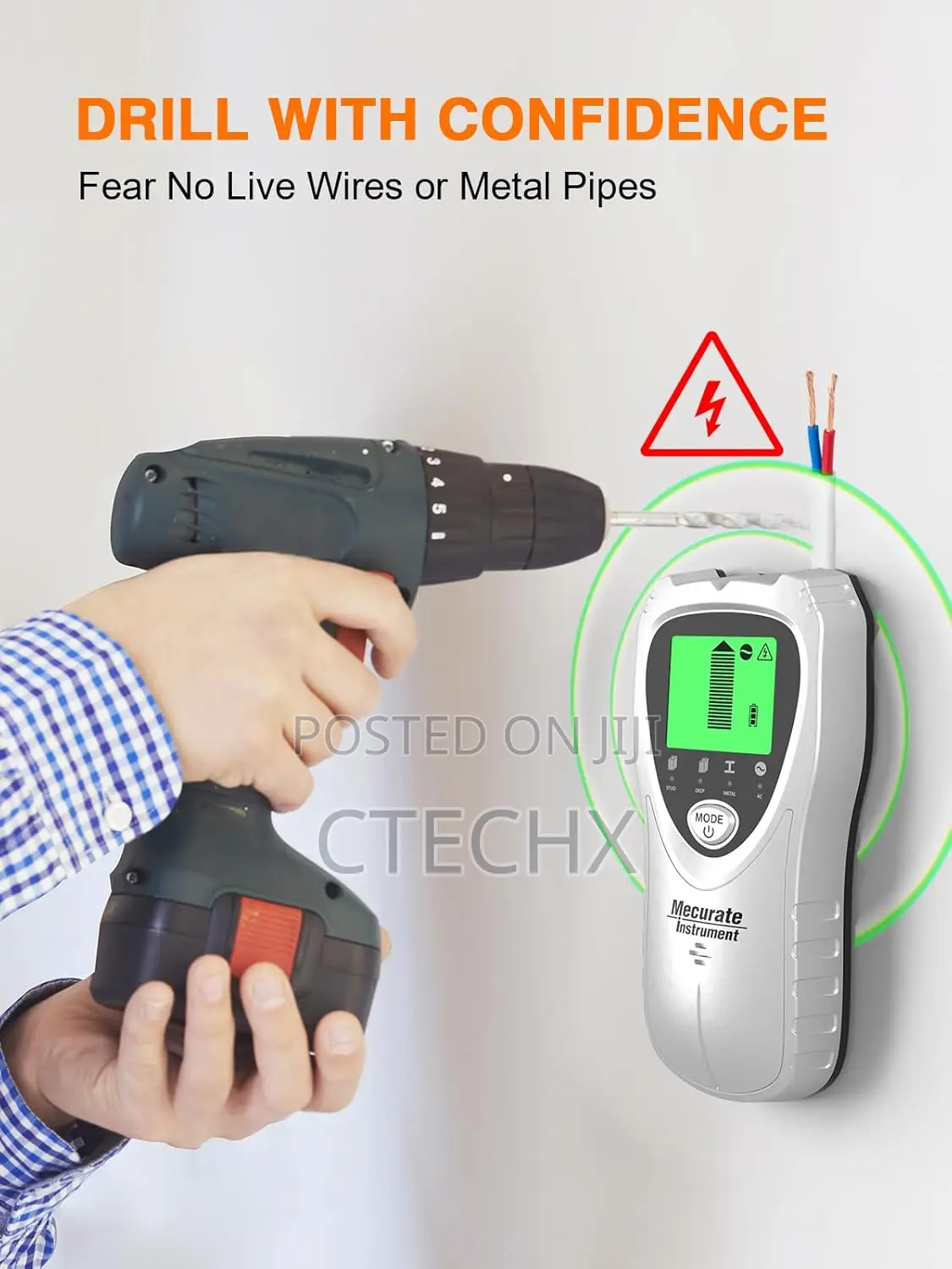 5 in 1 Wall Scanner Sensor With Alarm for Wood, Live Wire, Metal ,Pipe