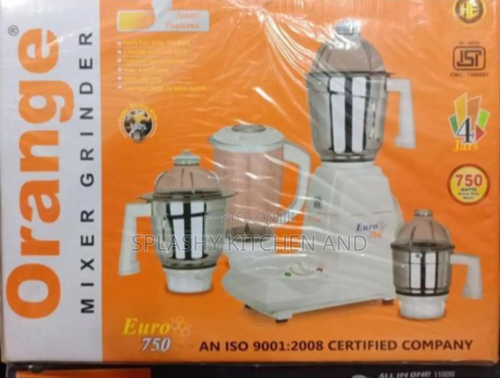 Orange 4 Cups Heavy Motor Electric Blender Mixer and Grinder 750w