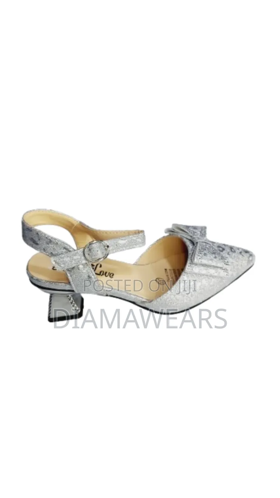 Silver Low Heel Children Formal Event Shoe
