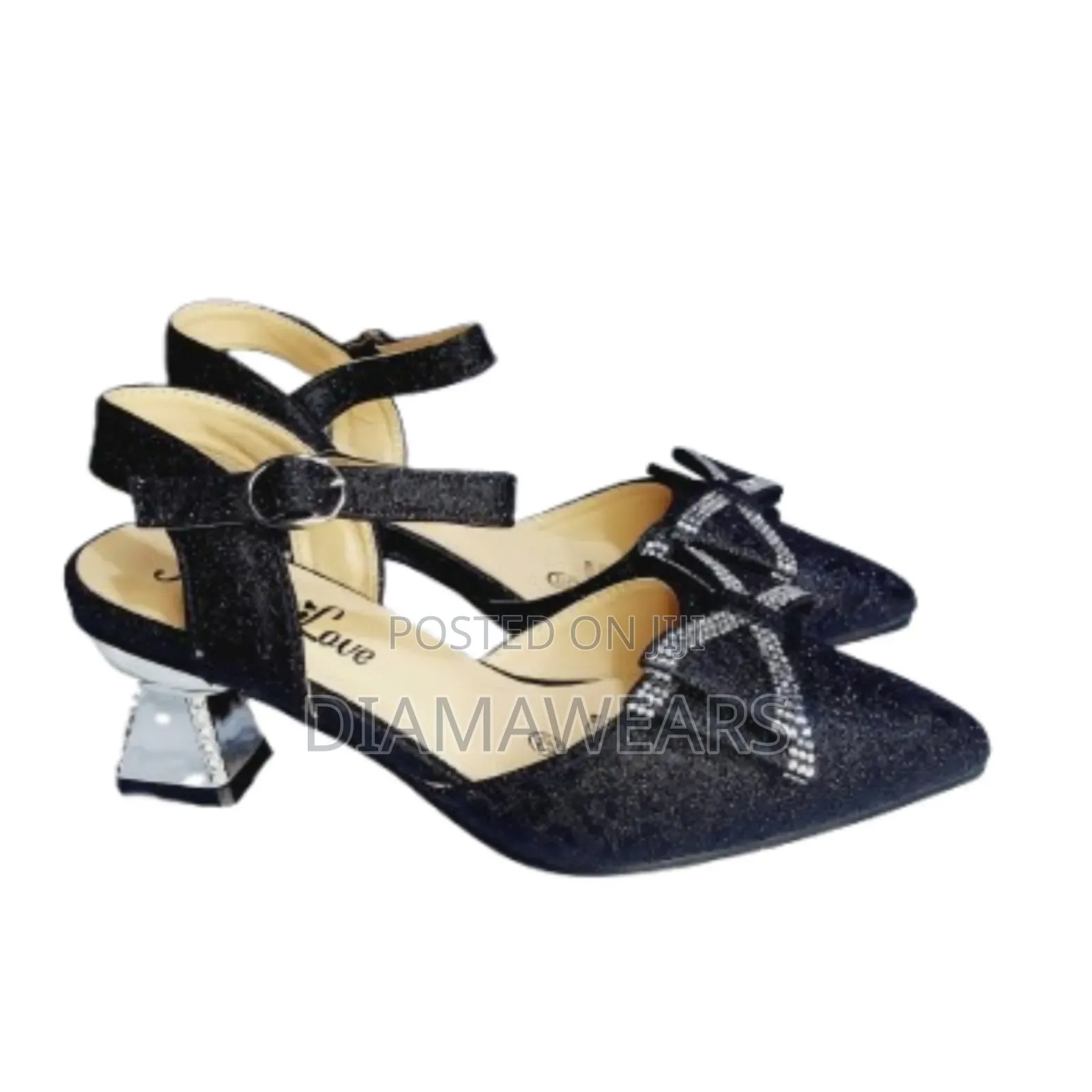 Black Princess Formal Event Low Heel Special Event Shoe