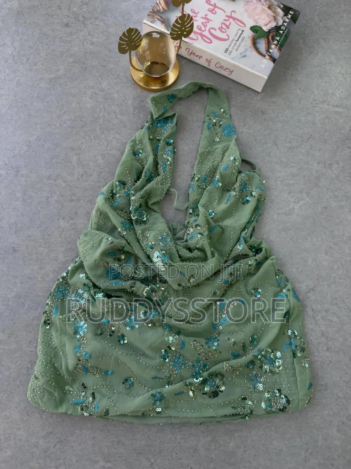 Mint Green Sequin Halter Mini Dress – Backless Stunning