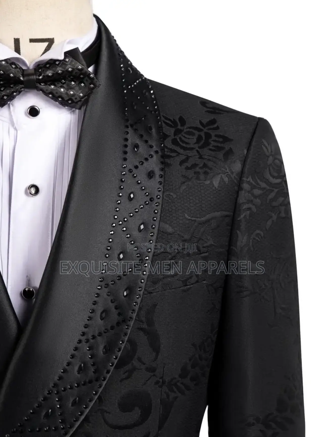 Designer Flower And Stone Double Breasted Tuxedo Men’S Suit