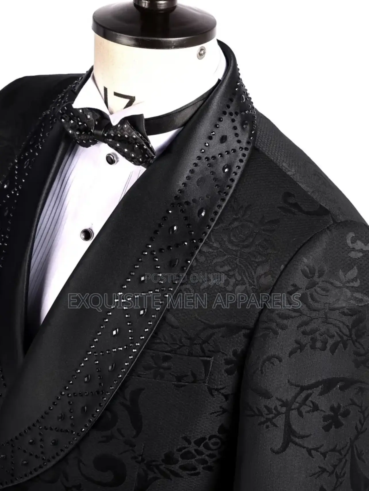 Designer Flower And Stone Double Breasted Tuxedo Men’S Suit