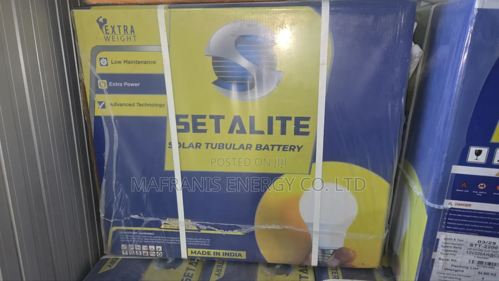 Setalite 220 Amp Solar Tubular Battery