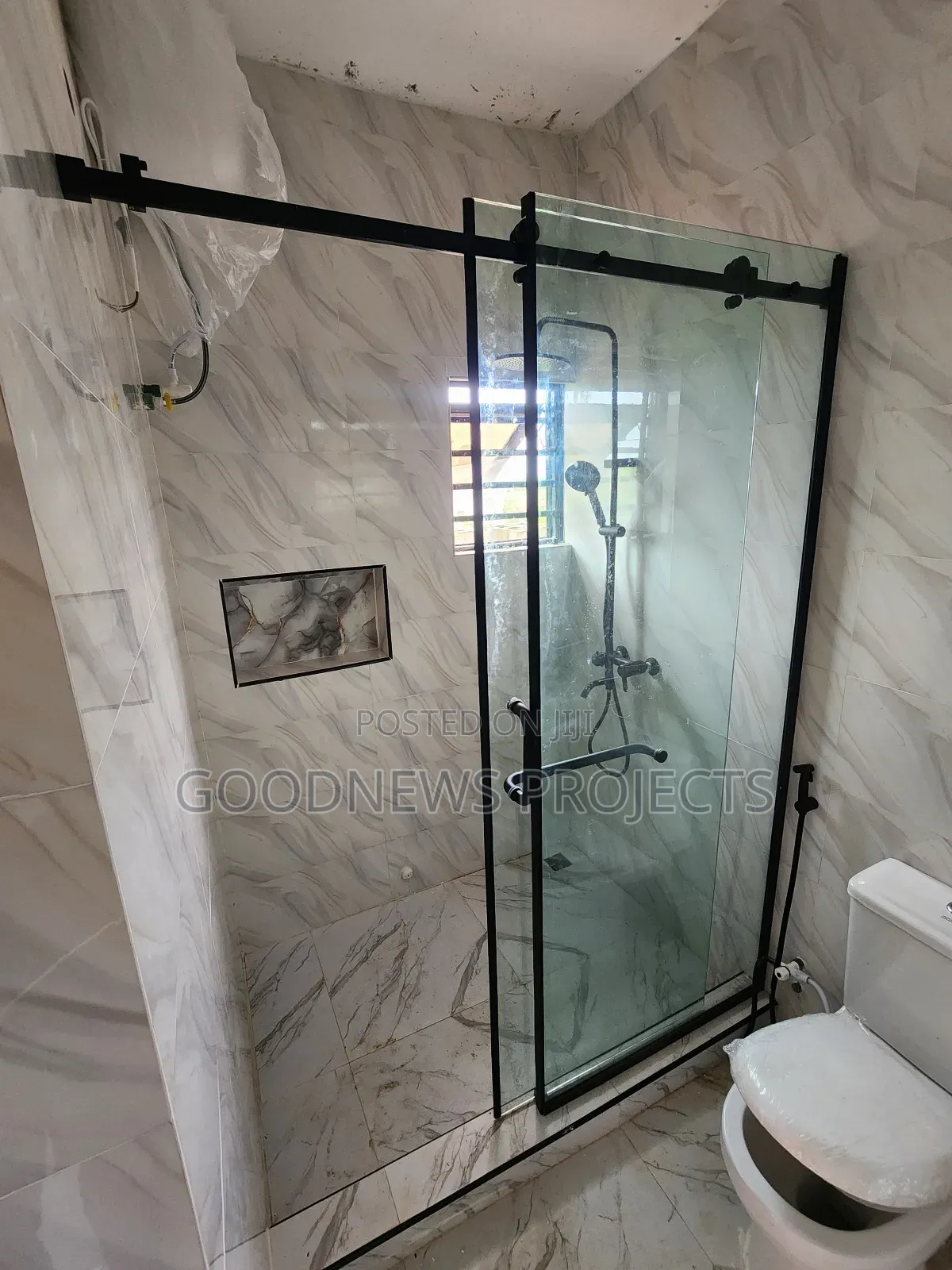 Sliding Shower Glass Door {Black Accessory
