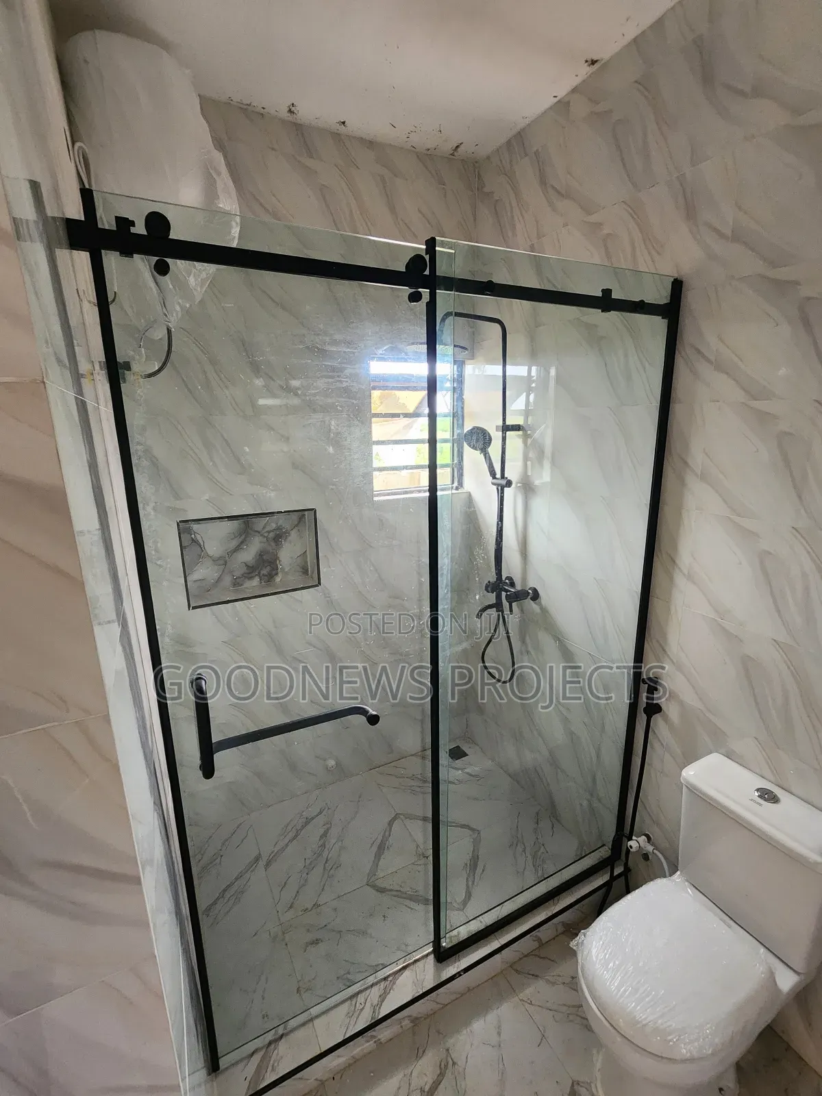 Sliding Shower Glass Door {Black Accessory