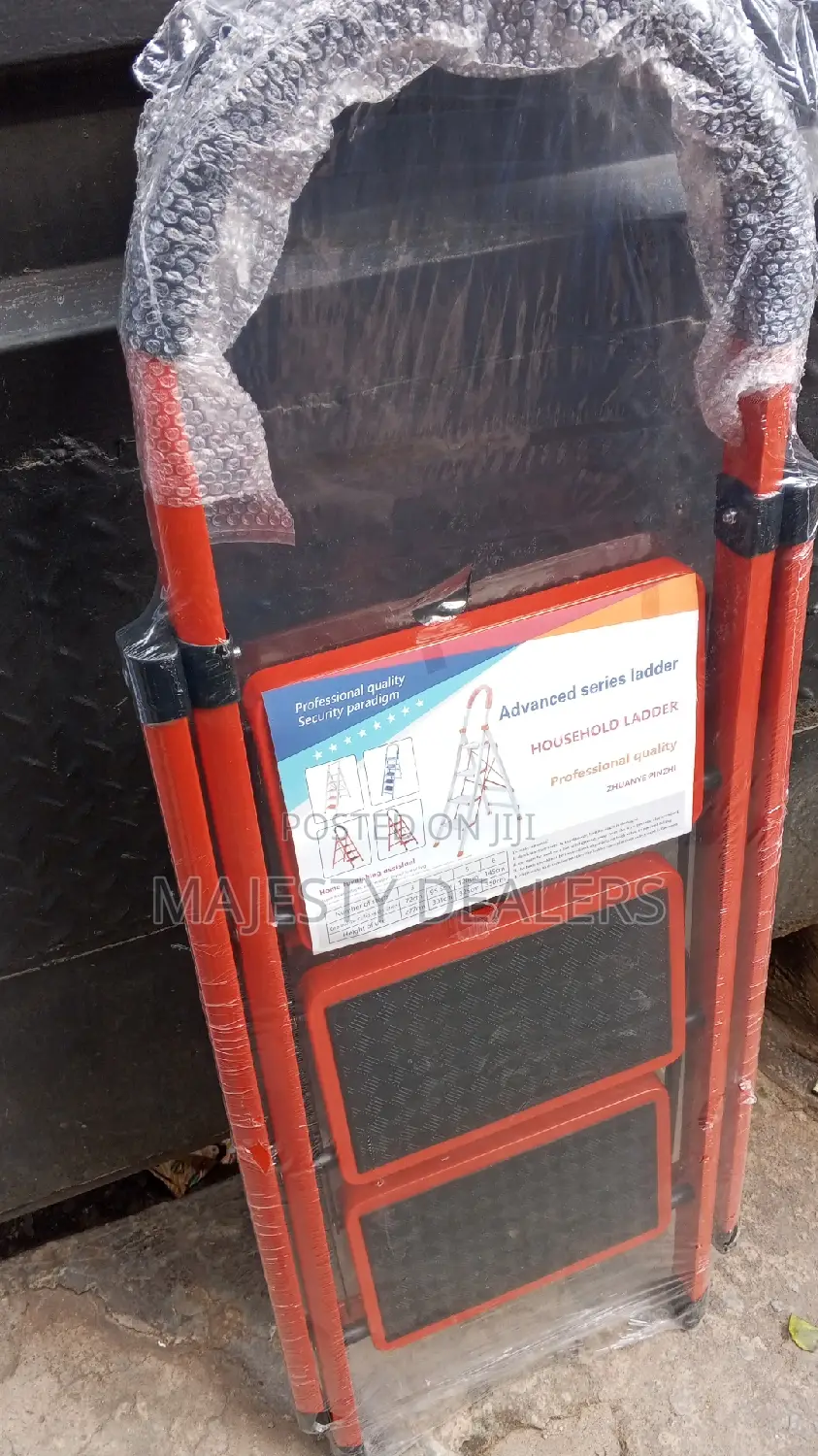 Foldable Steel Ladder 3 Step Red Color