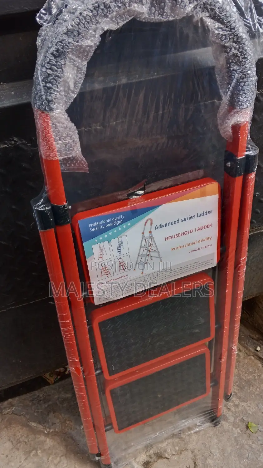 Foldable Steel Ladder 3 Step Red Color