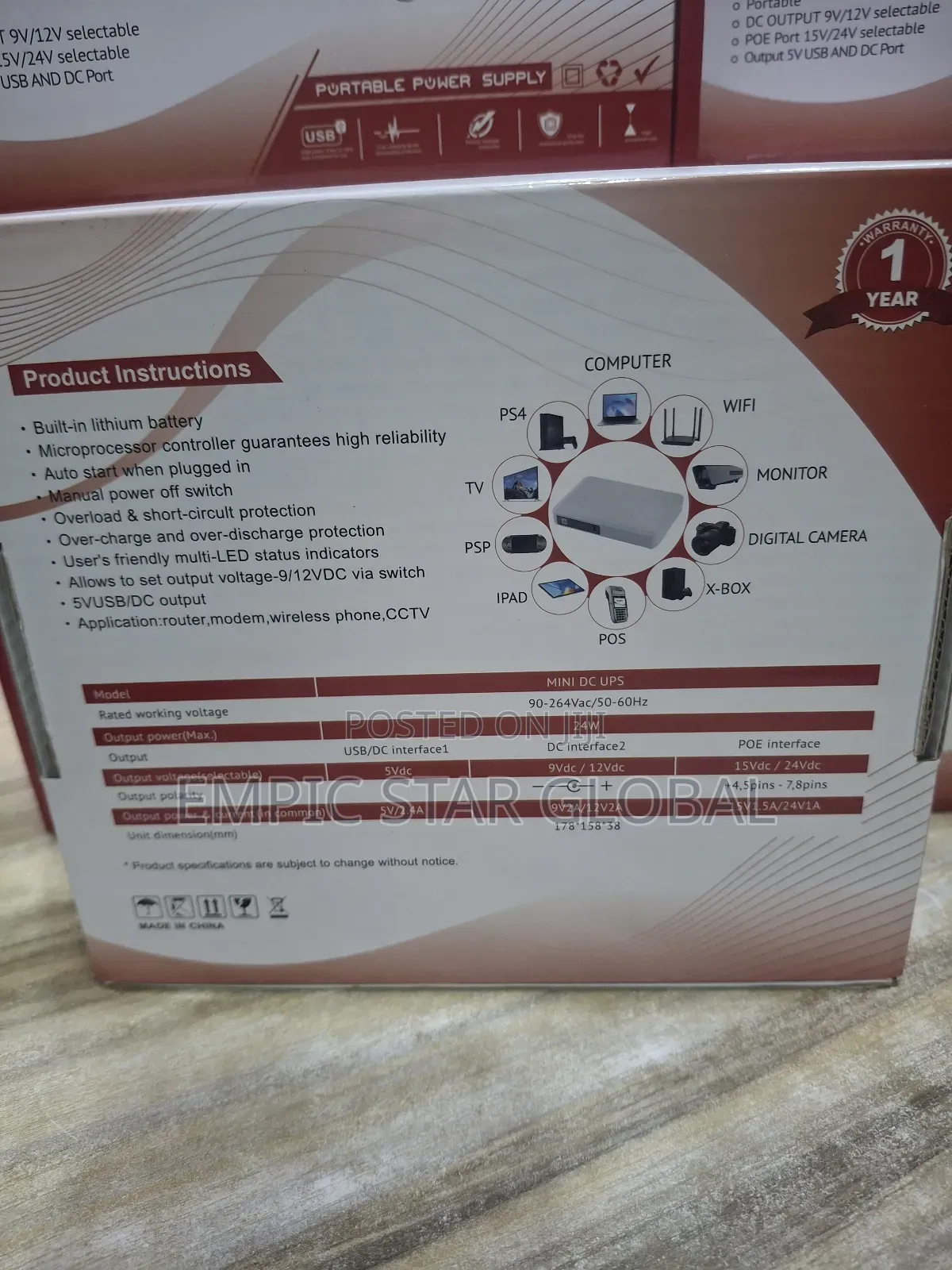 Mini Dc Ups Power Meter Vis-Link 10000mah