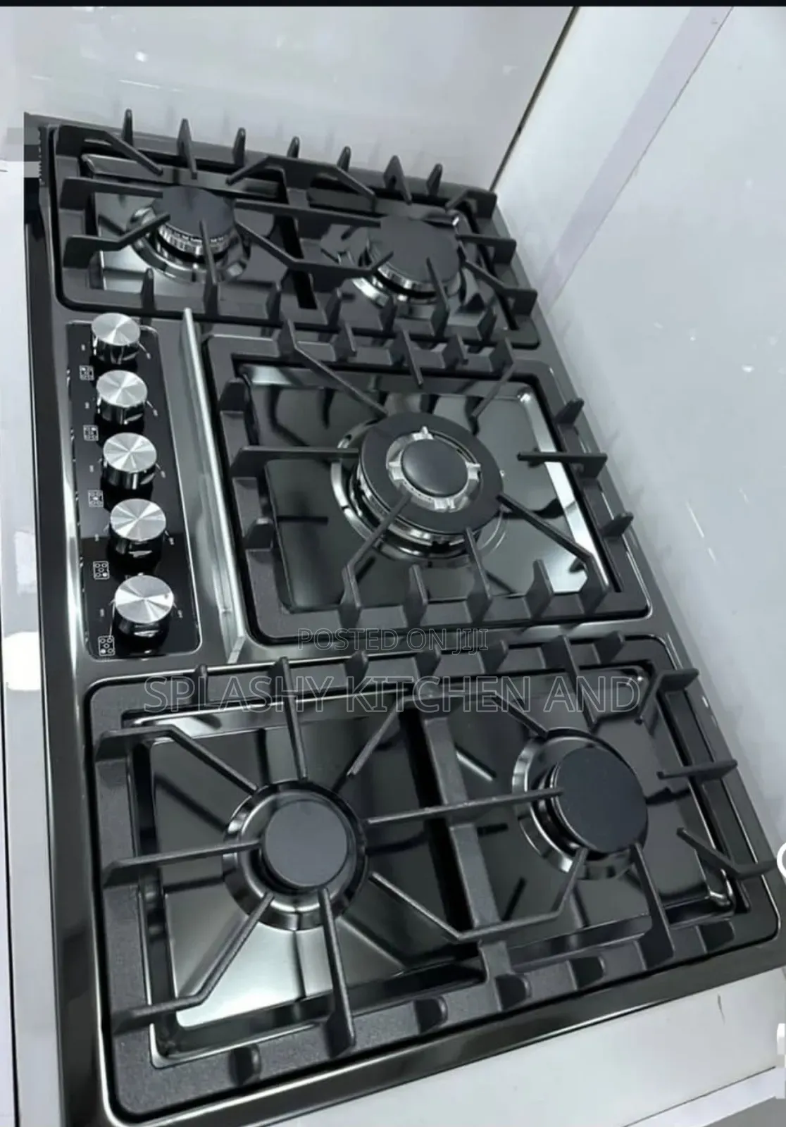 Polystar 5 Burners In-built Gas Hob Black Stainless Steel.