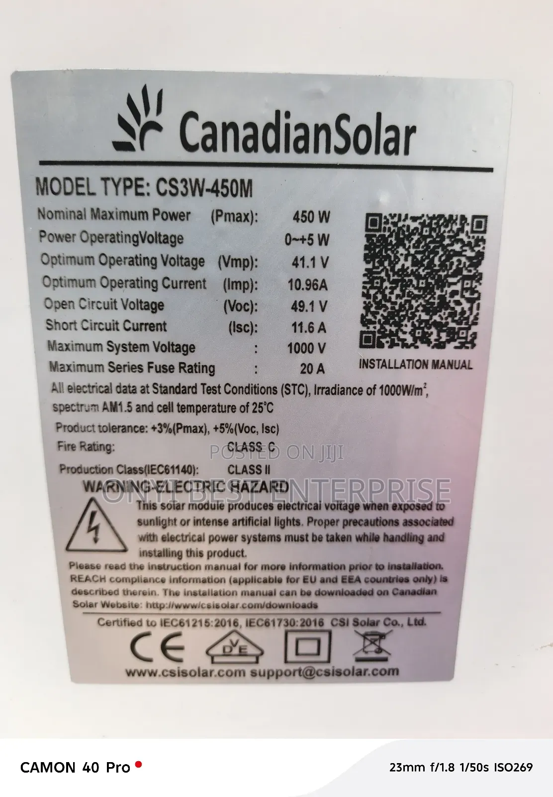 Canadian Solar Panels 450watts 96cells