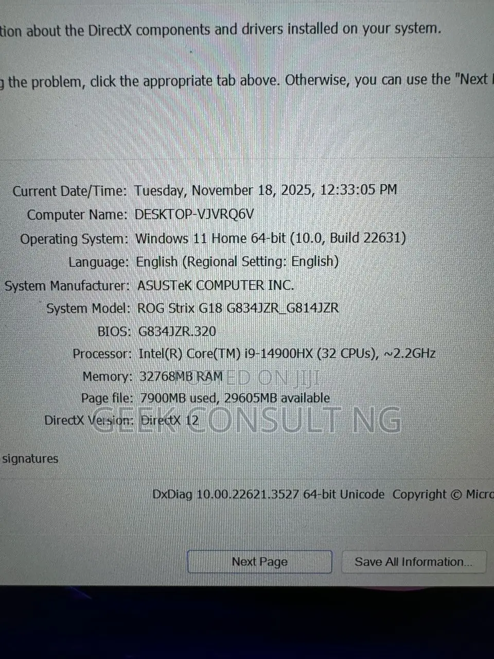 Laptop Asus ROG Strix G17 32GB Intel Core i9 SSD 2T