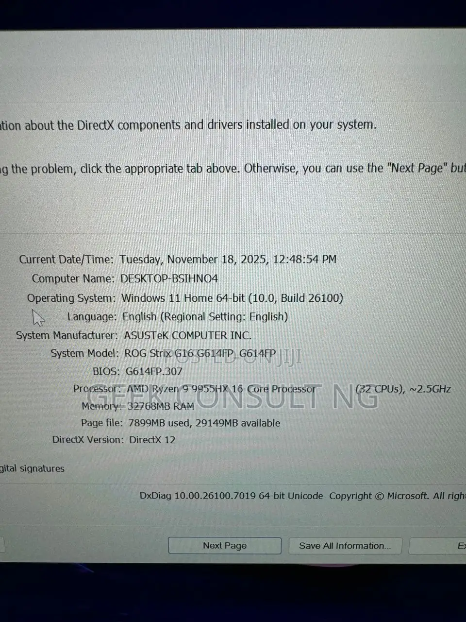 Laptop Asus ROG Strix G16 G614 32GB AMD Ryzen 9 SSD 1T