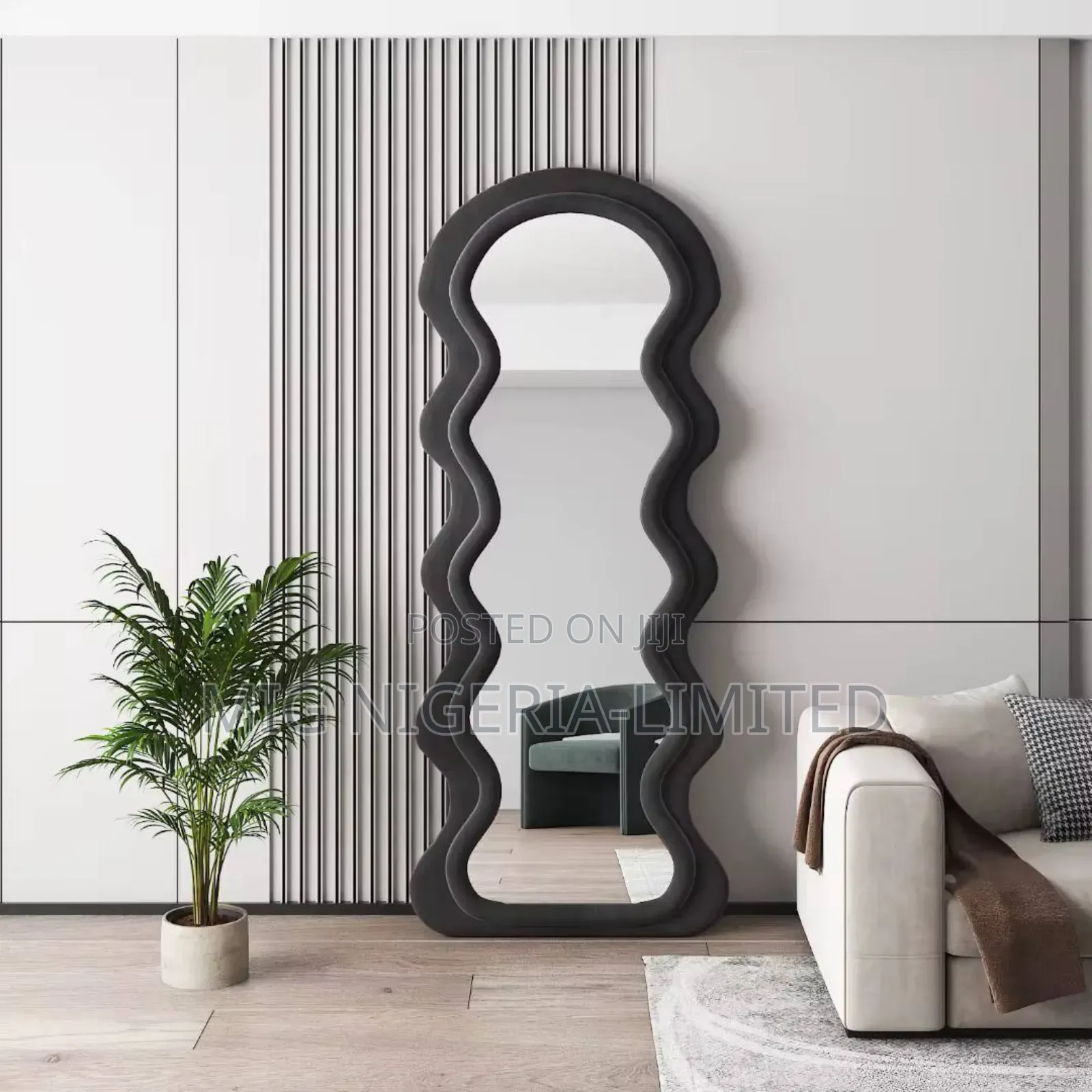 Full Length Floor Mirror, Irregular Wavy Wave Arched Design 60cmx160cm