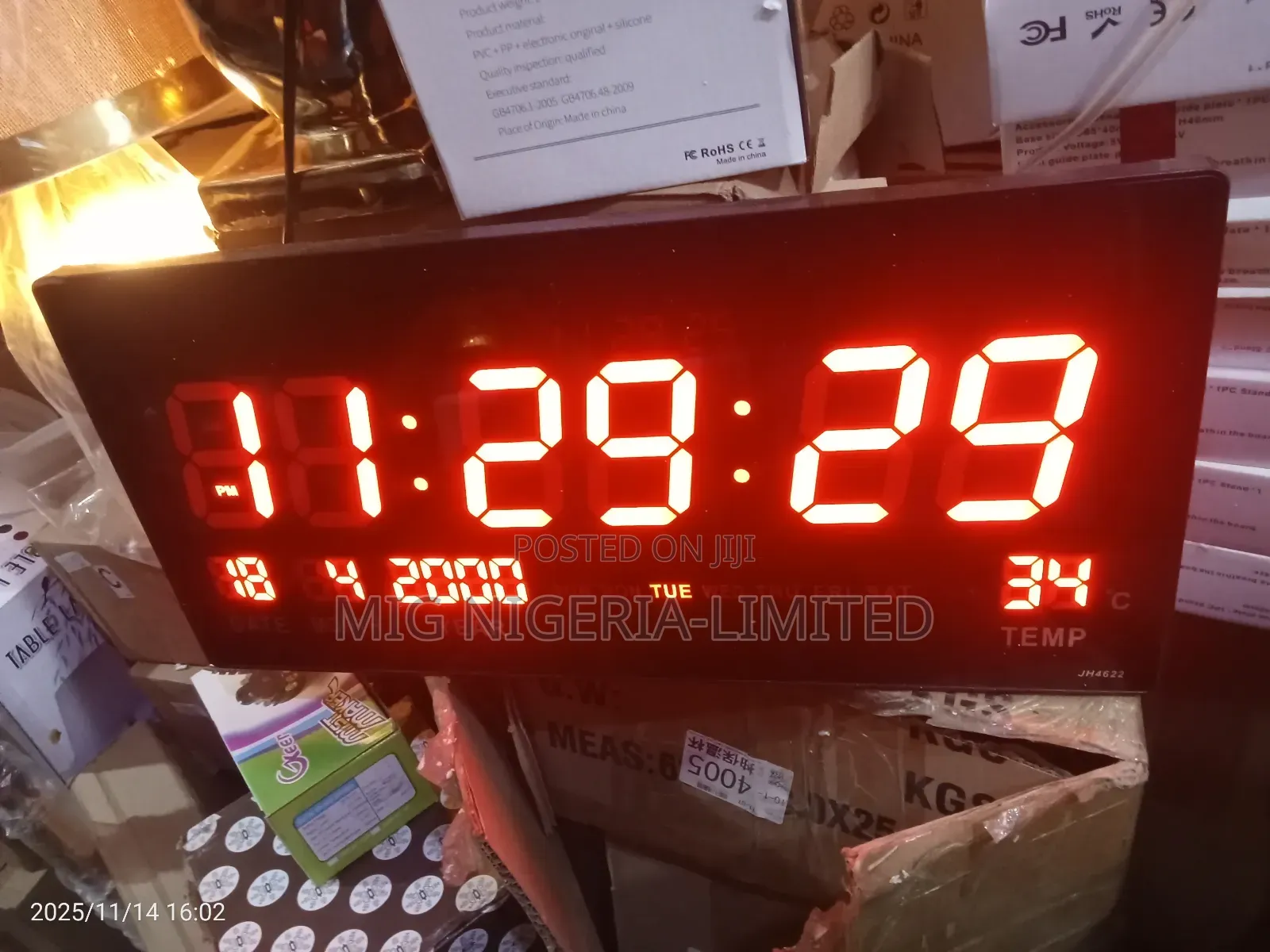Led Wall Digital Alarm Clock Home 12/24h Clock Calendar