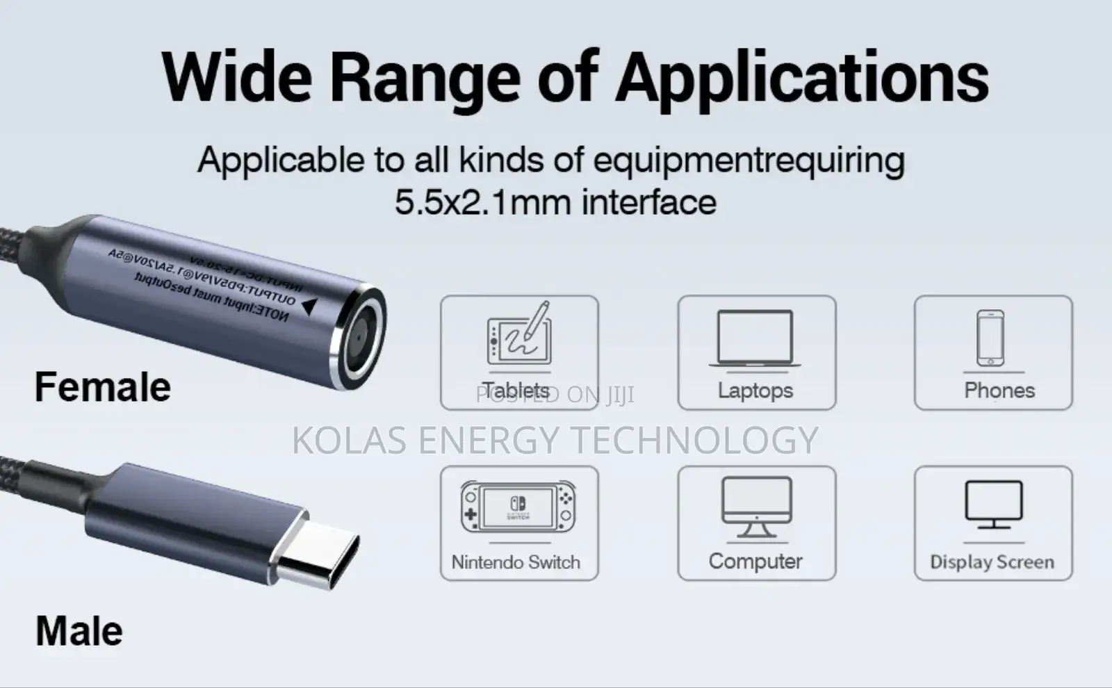 Lenovo Square to Type -C Male Pd 100w Converter
