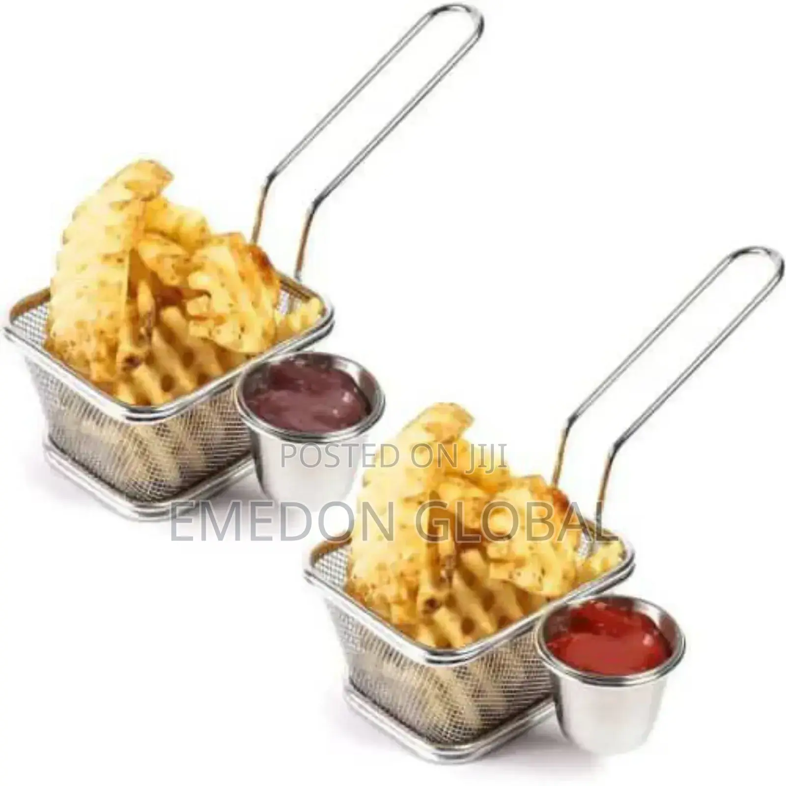 Stainless Steel Chips Basket With Sauce Bowl