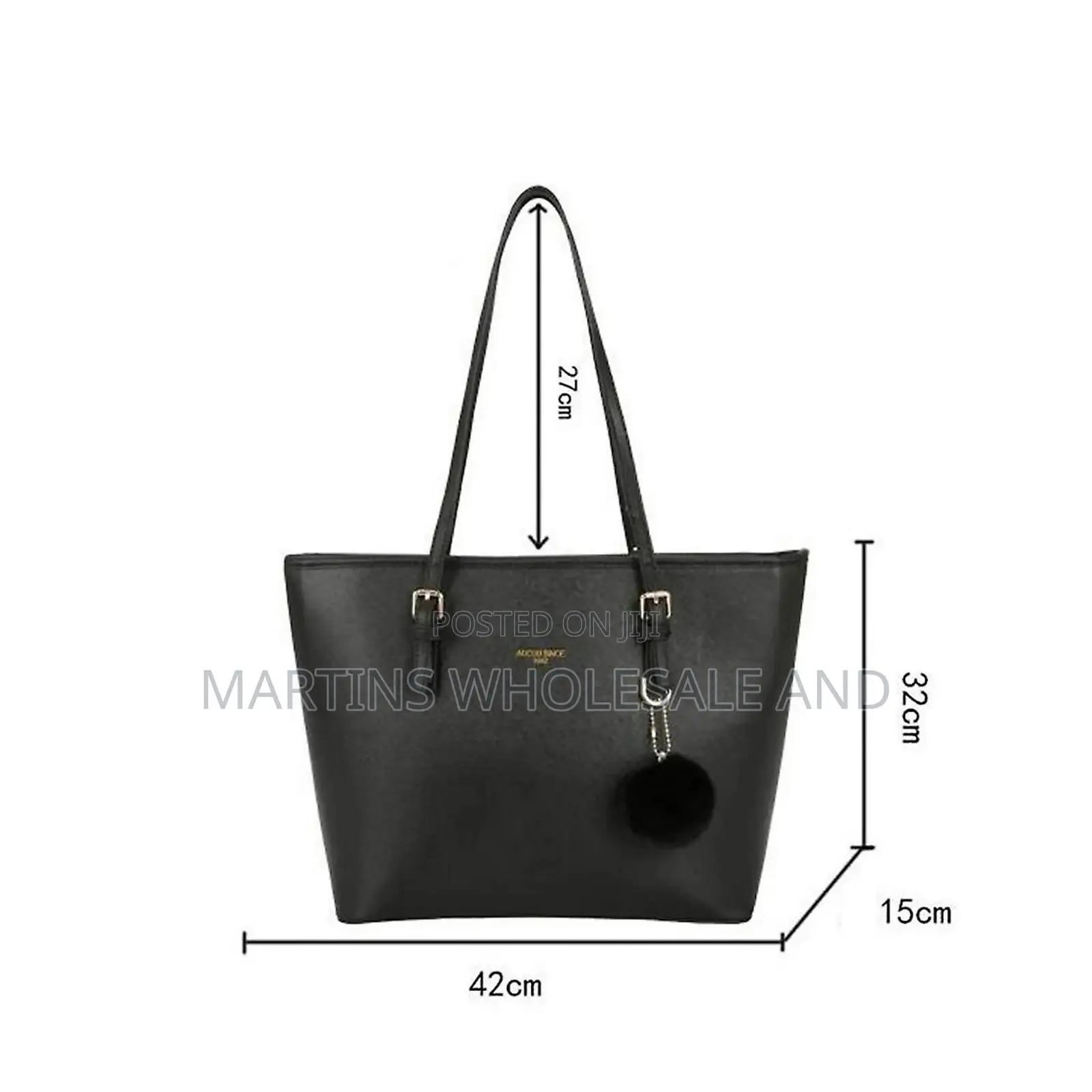 Women's Elegant Minimalist Large Capacity Black Faux Leather Tote Bag