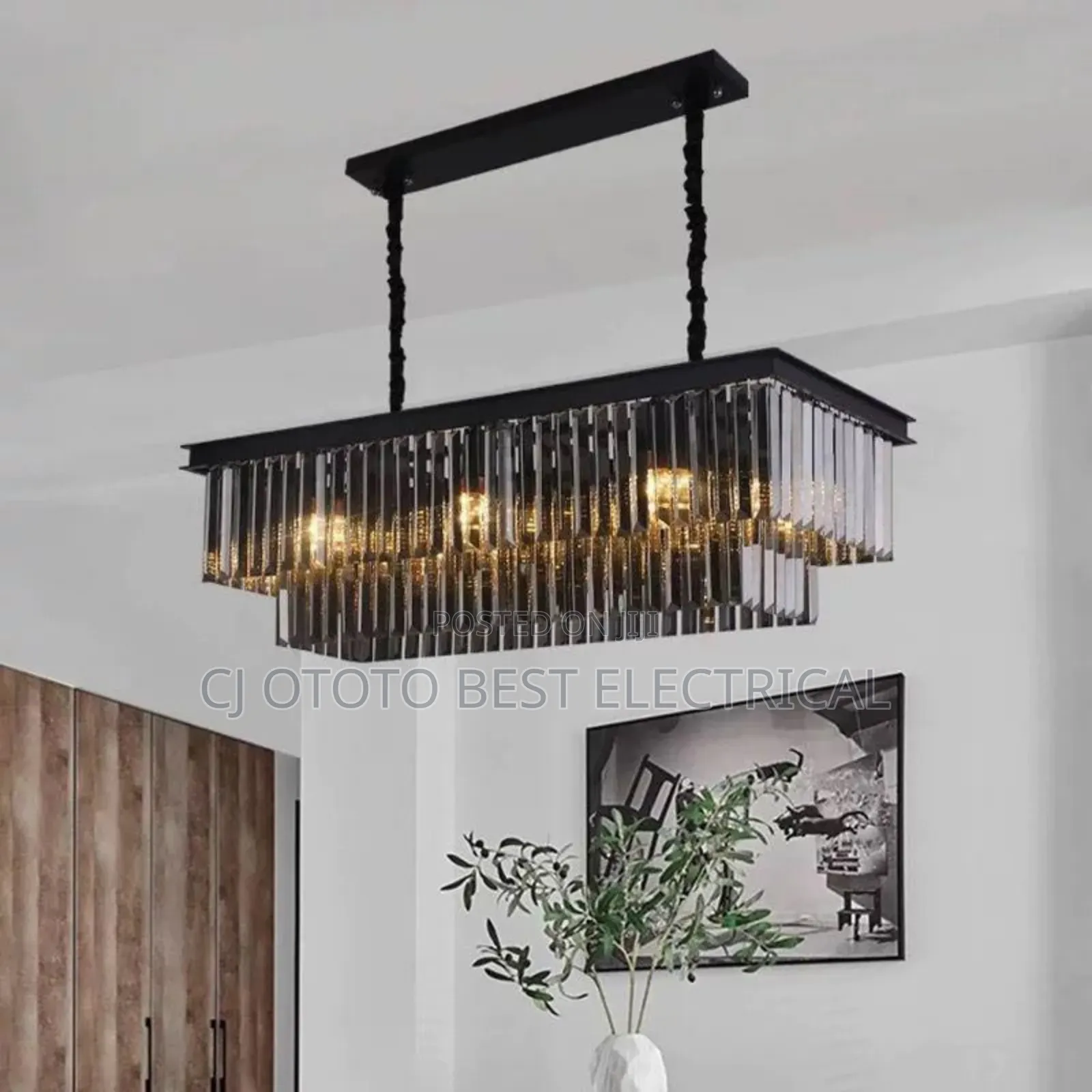 Black Crystal Chandelier Light Dining Sitting Room Light