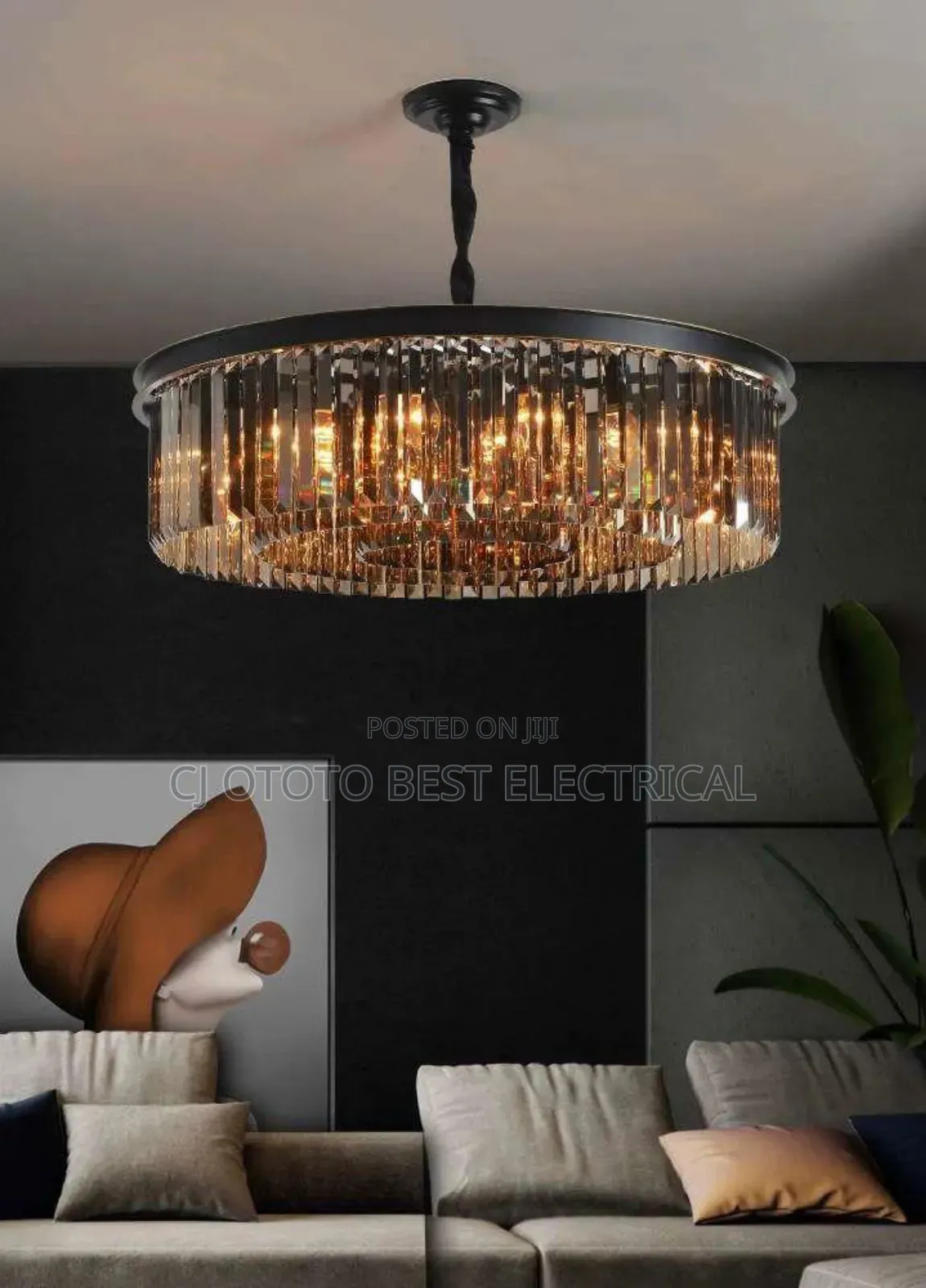 Black Crystal Chandelier Light Dining Sitting Room Light