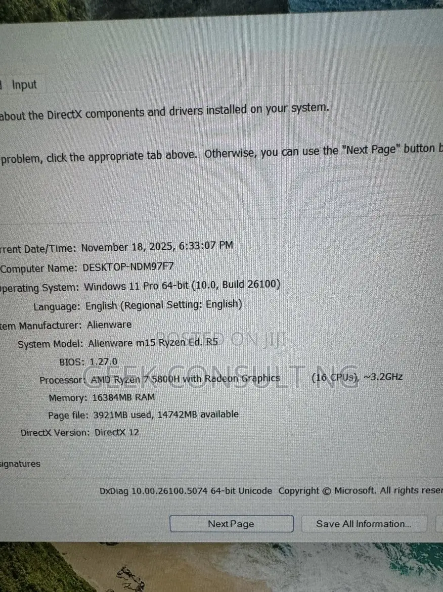 Laptop Alienware M15 r3 16GB AMD Ryzen 7 SSD 512GB