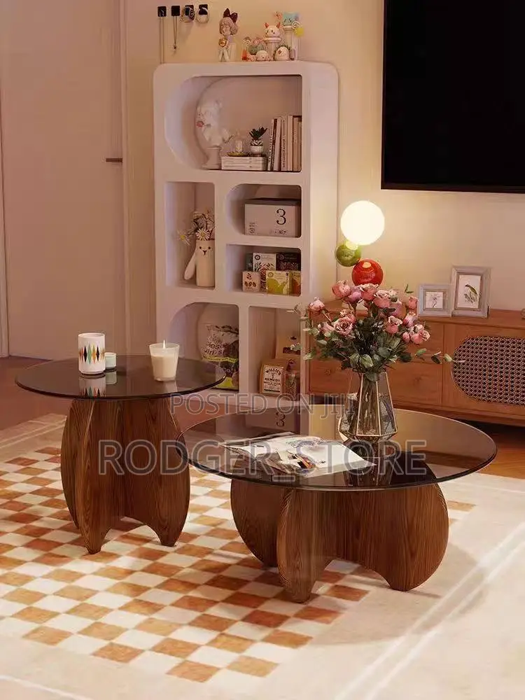 Quality Glass Table With Wooden Leg