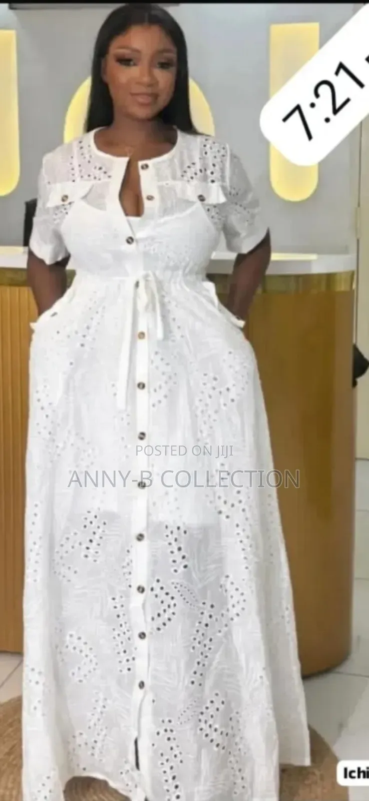 Unique Lace Off White Women Long Dress
