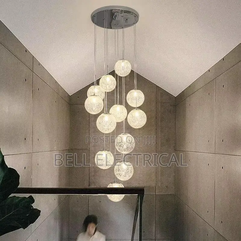 Nordic Home Decor Minimalist Glass Ball Stair Chandelier