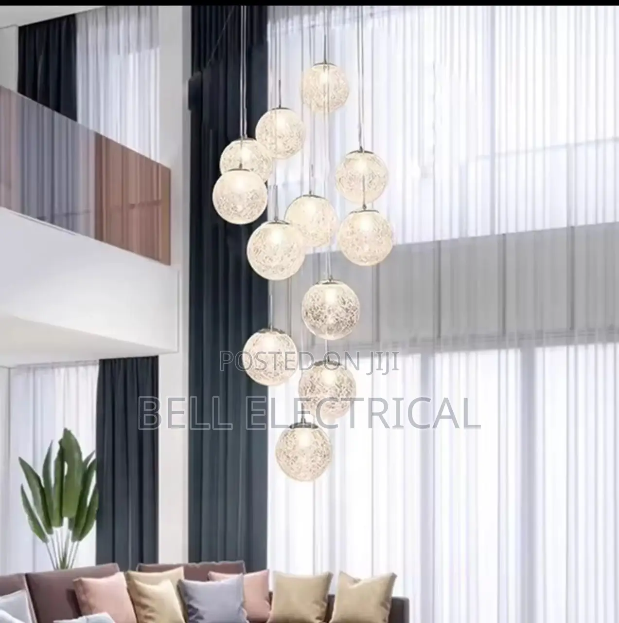 Nordic Home Decor Minimalist Glass Ball Stair Chandelier