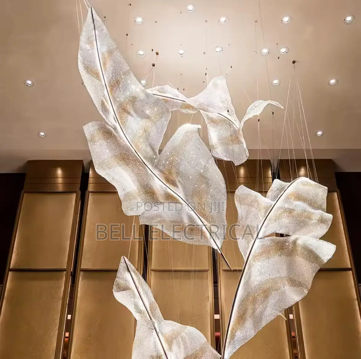 Personalized Chandeliers Hotel Lobby Crystal Bead Leaf