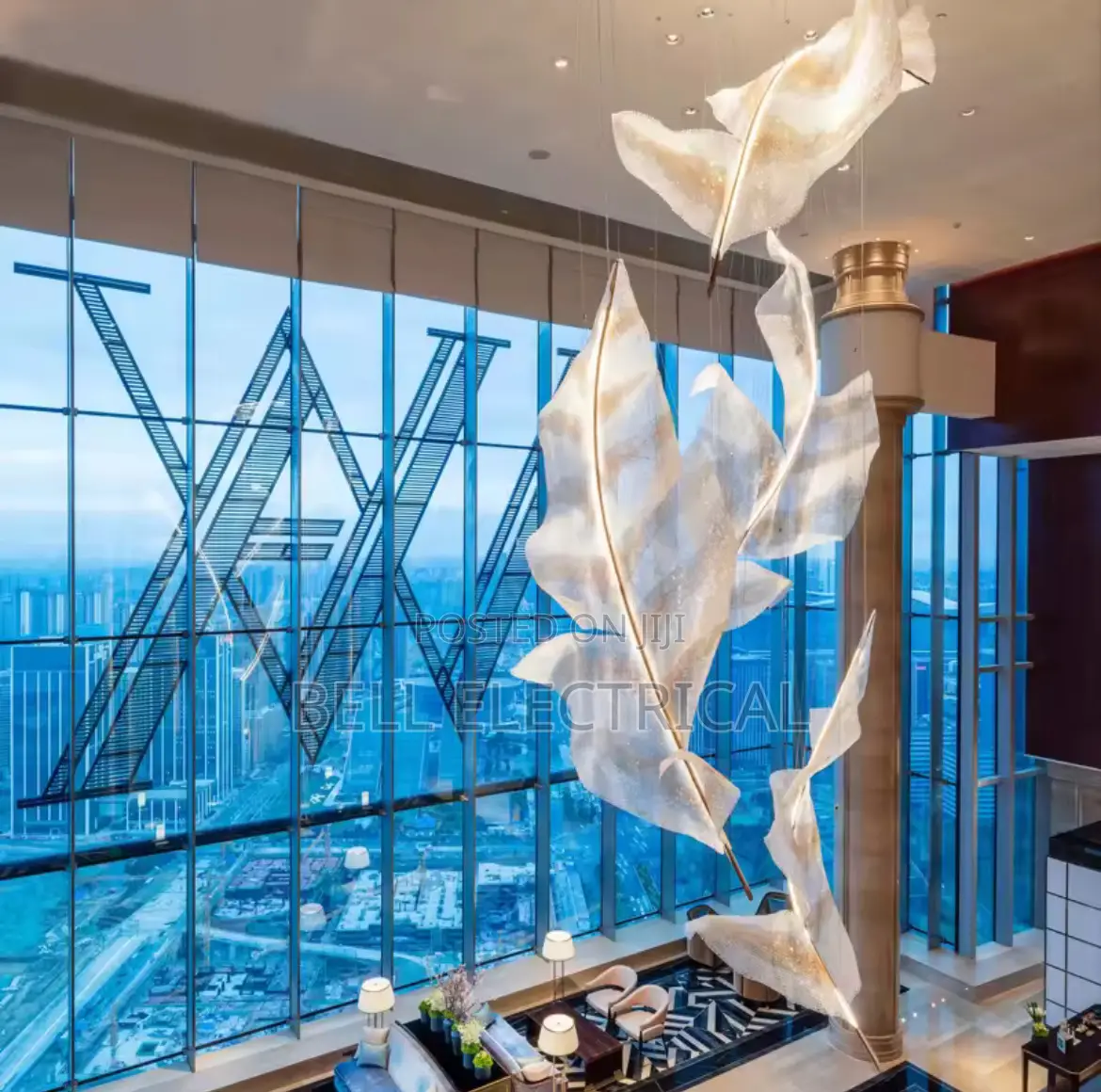 Personalized Chandeliers Hotel Lobby Crystal Bead Leaf