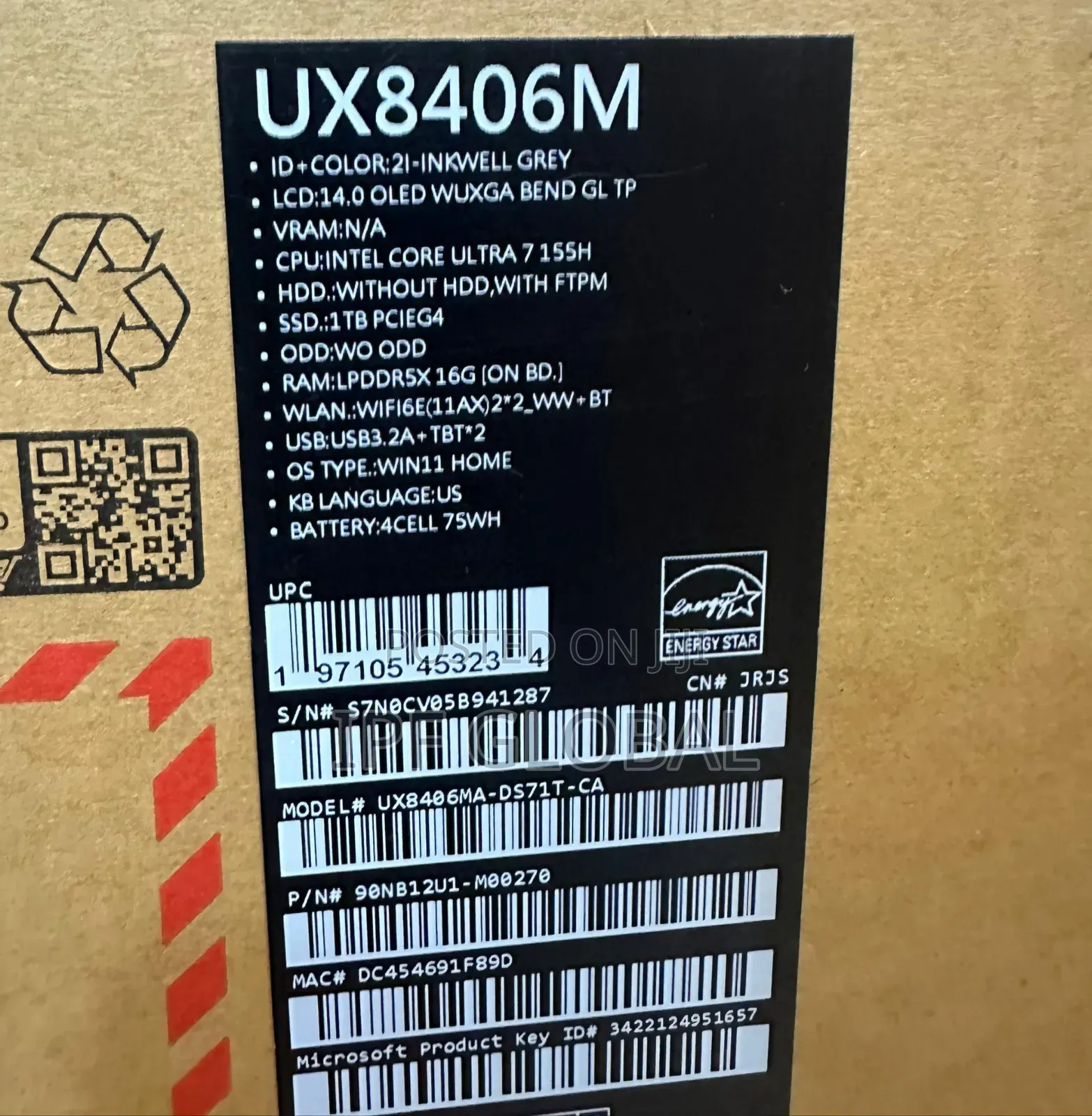 New Laptop Asus Zenbook Duo 14 16GB Intel Core Ultra 7 SSD 1T