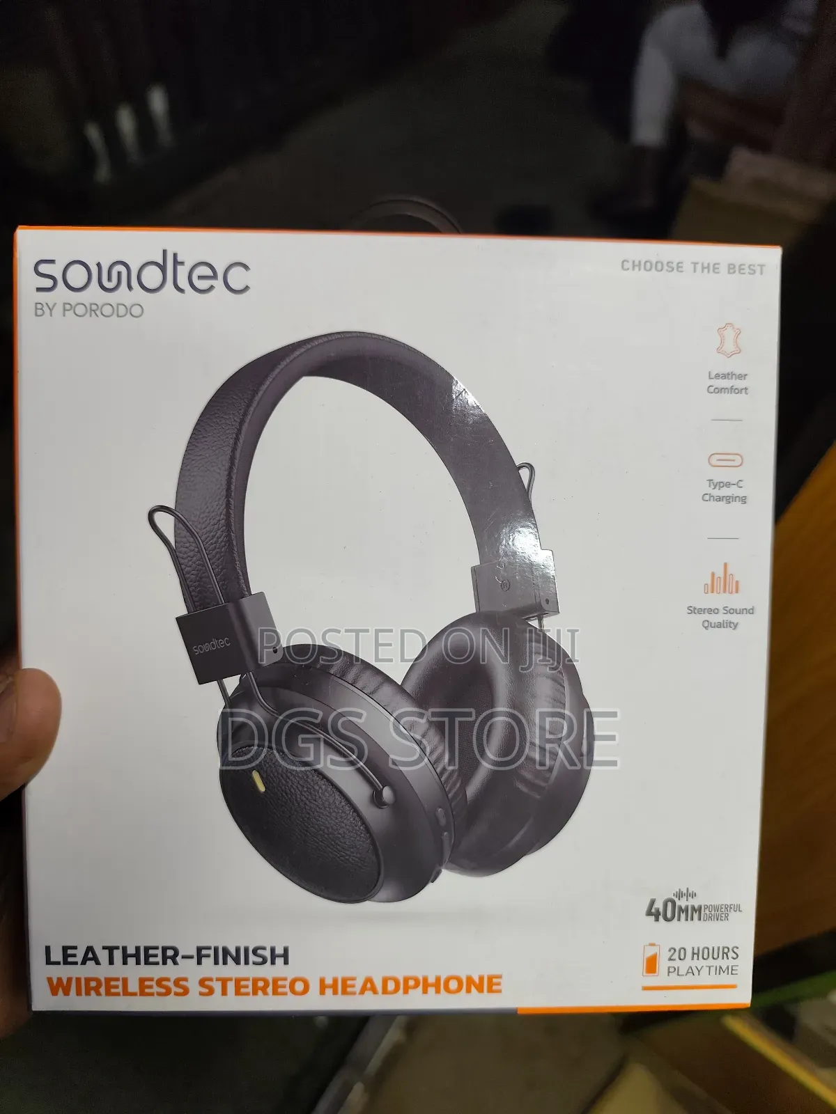 Porodo Soubdtec Leather Finish Wireless Stereo Headphone