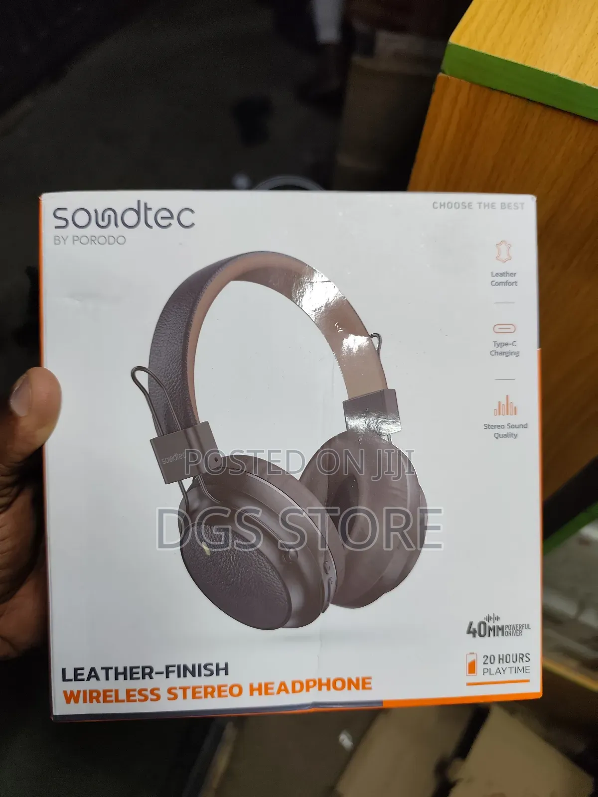 Porodo Soubdtec Leather Finish Wireless Stereo Headphone