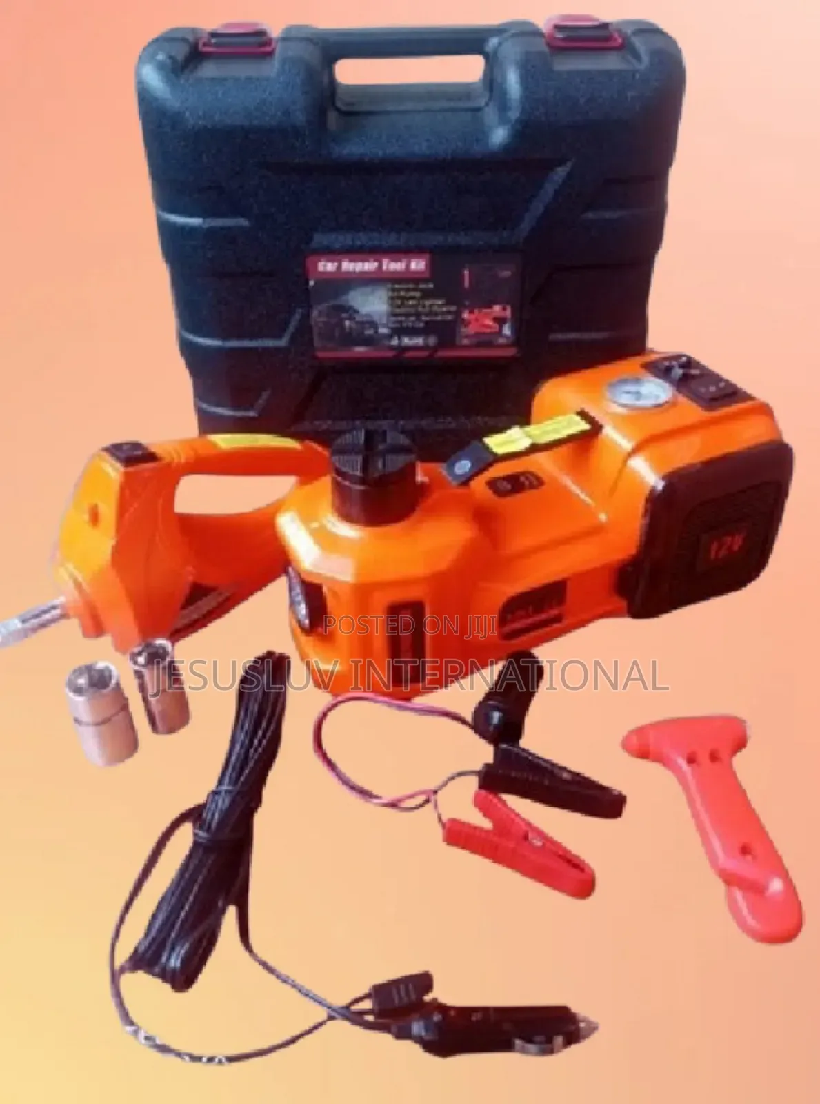 12v Upgraded Electric Car Jack 5 Ton, Impact Wrench,Tire Inflator Pump