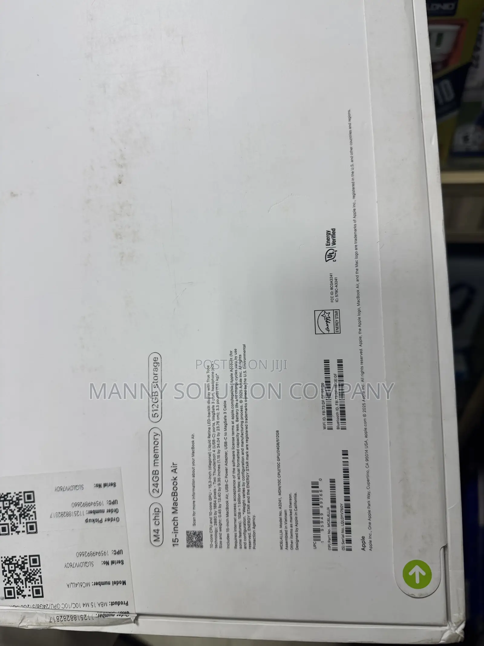 New Laptop Apple MacBook Air 2025 M4 15-Inch 24GB Apple M4 SSD 512GB
