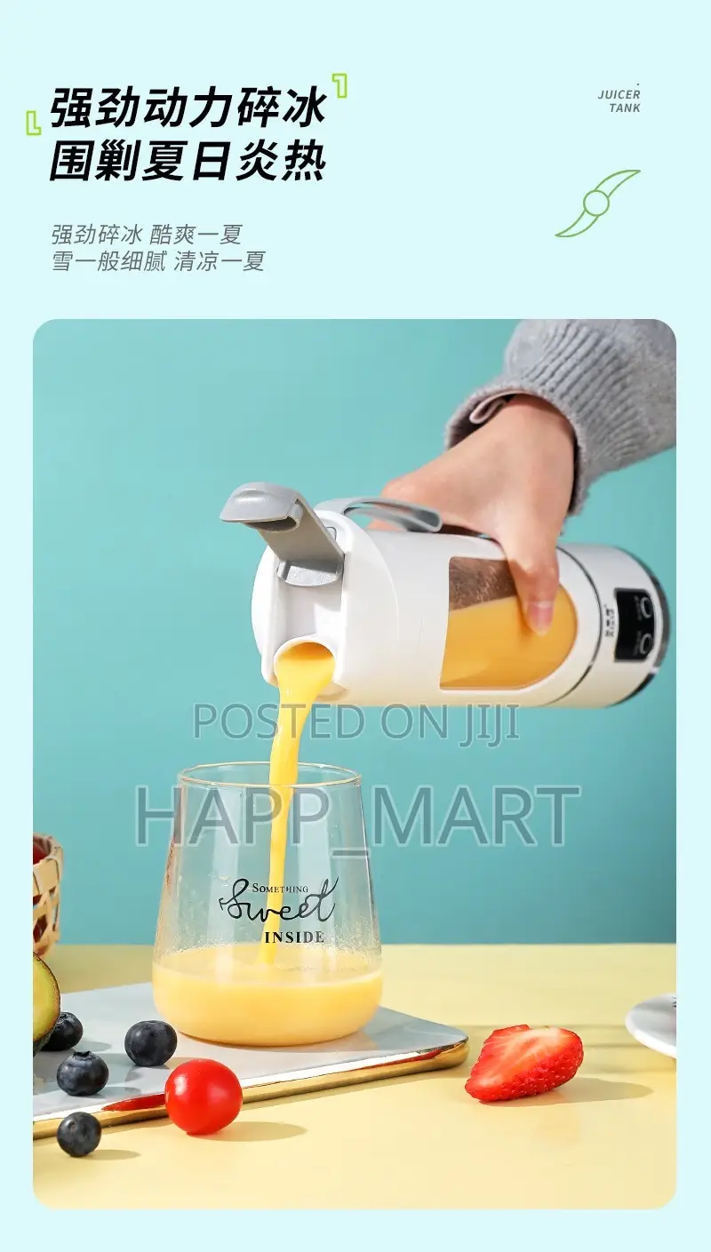 Rechargeable Juicer With 10 Ultra-Sharp Blades (1300w Motor, 3.7v)