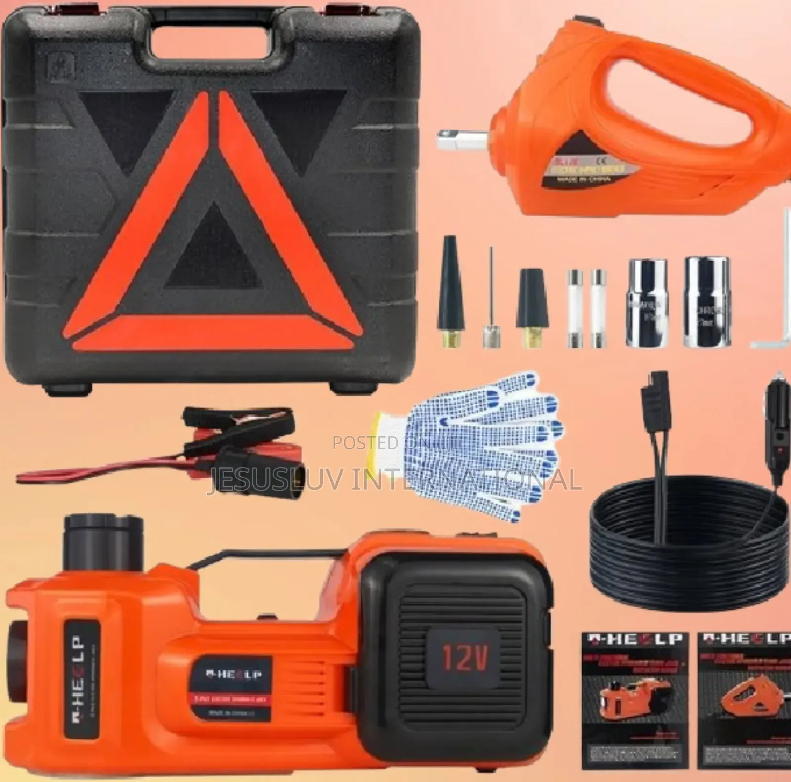 Auto-Lift Electric Car Jack 5 Ton With Impact Wrench Tire Inflator